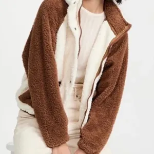 NWT | REVOLVE x Plush Apparel Ivory and Brown Teddy Bear Jacket Size‎ S - $169