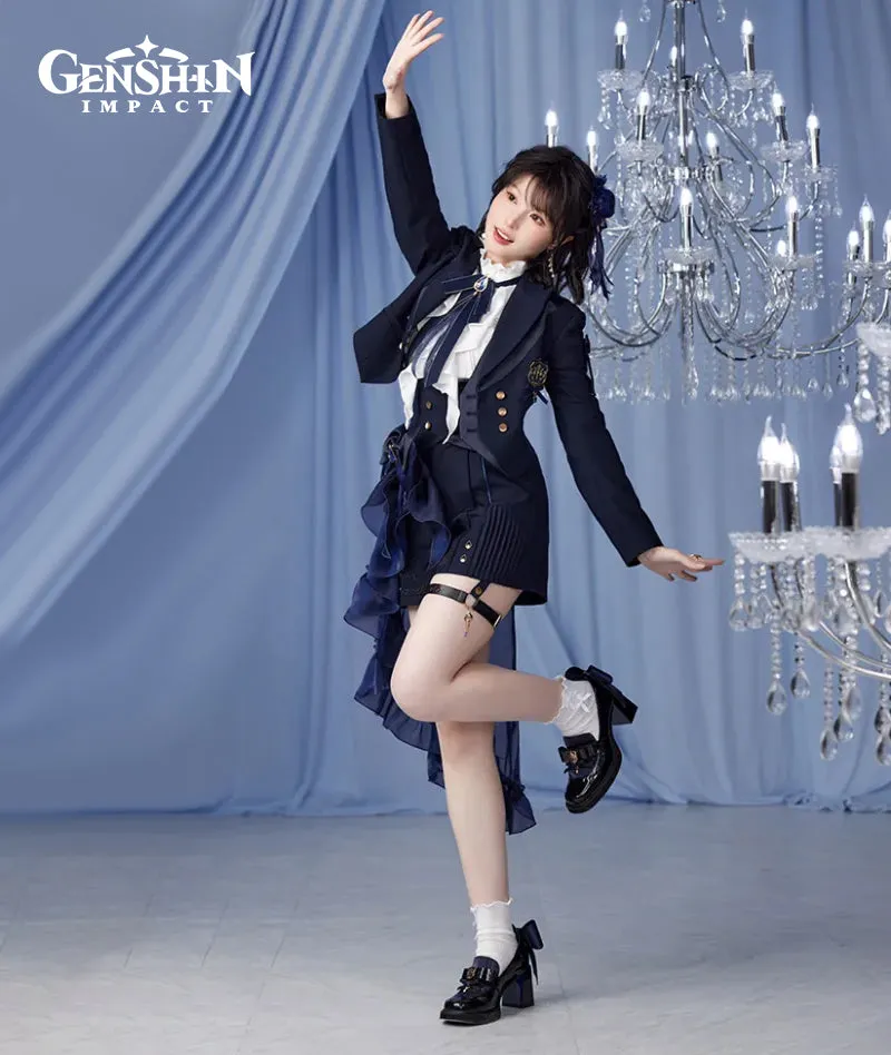 [Official Merchandise] Genshin Impact Furina Impression Clothing Mid-Heel Patchwork Loafers Shoes