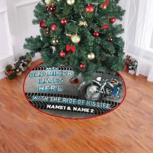 Old Biker Christmas Tree Skirt - Fuly19