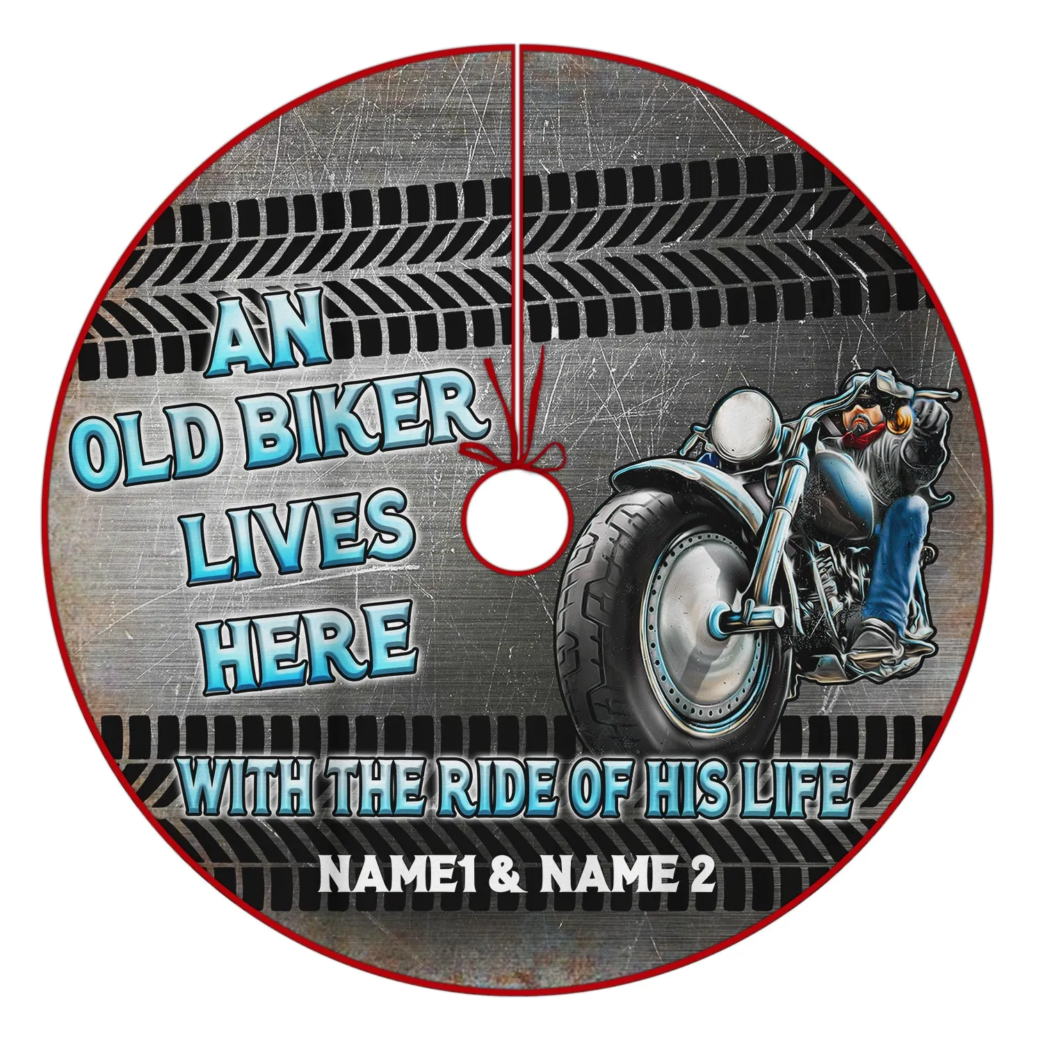 Old Biker Christmas Tree Skirt - Fuly19