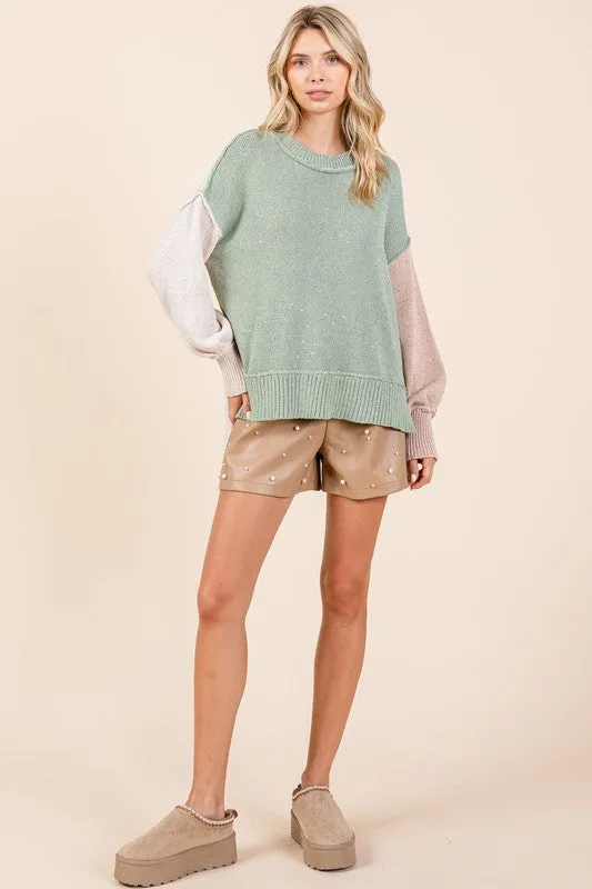 Oversized Color Block Sweater - 20 $25 Sale