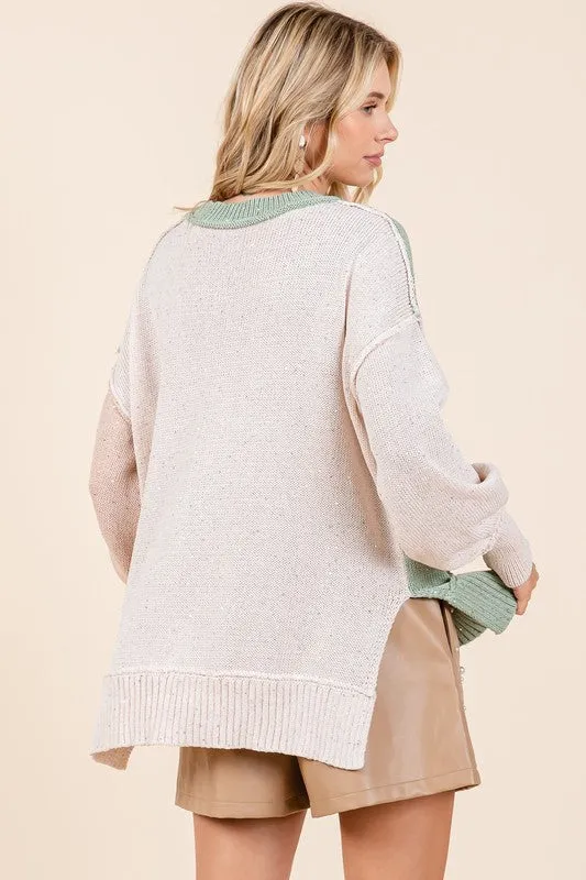 Oversized Color Block Sweater - 20 $25 Sale