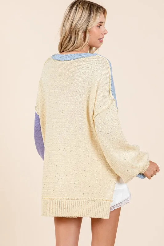 Oversized Color Block Sweater - 20 $25 Sale