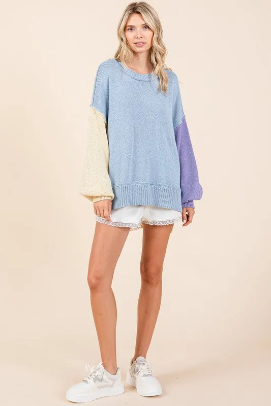 Oversized Color Block Sweater - 20 $25 Sale