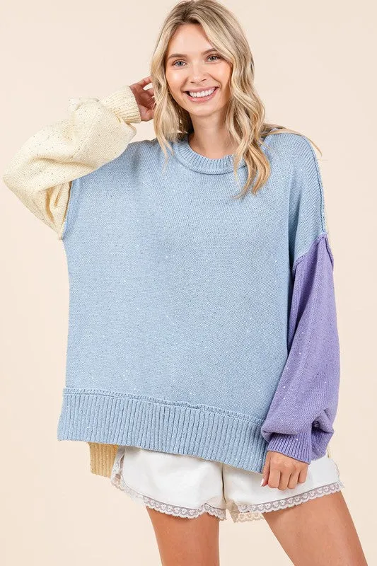 Oversized Color Block Sweater - 20 $25 Sale