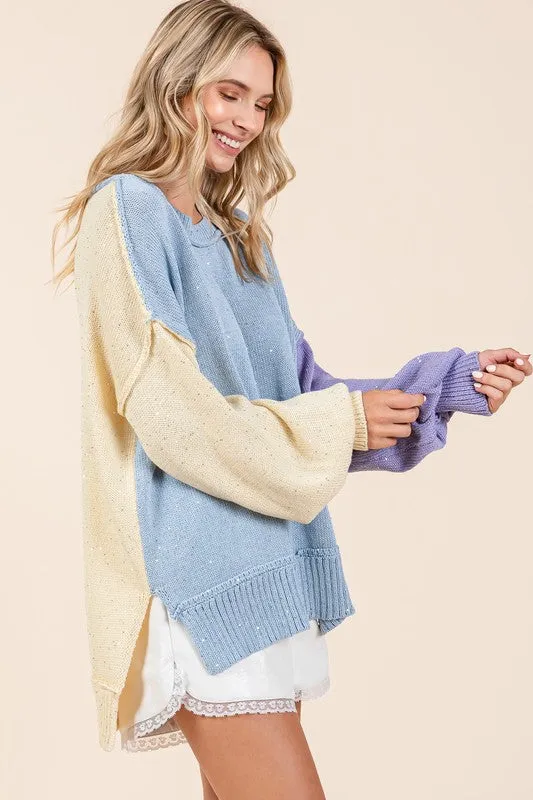 Oversized Color Block Sweater - 20 $25 Sale