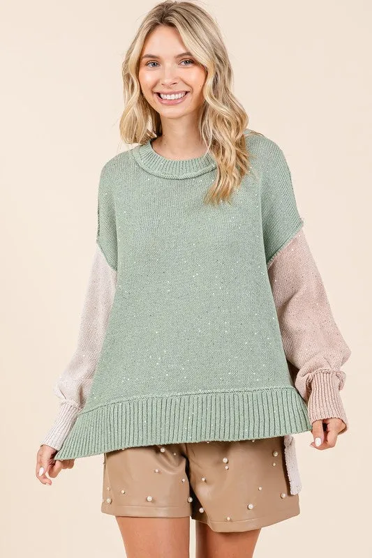 Oversized Color Block Sweater - 20 $25 Sale