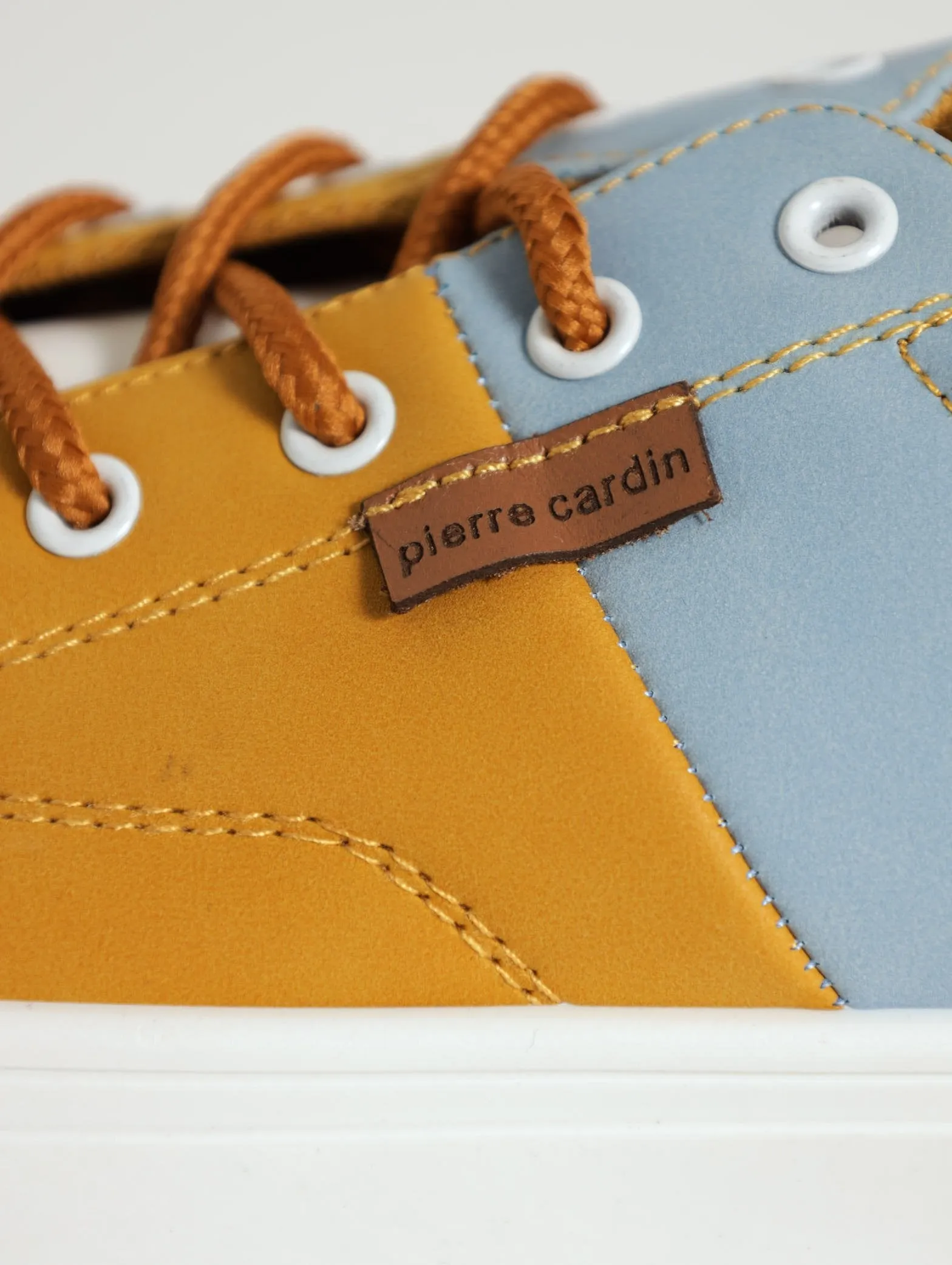 Panel Detail Platform Lace-Up Sneaker - Mustard