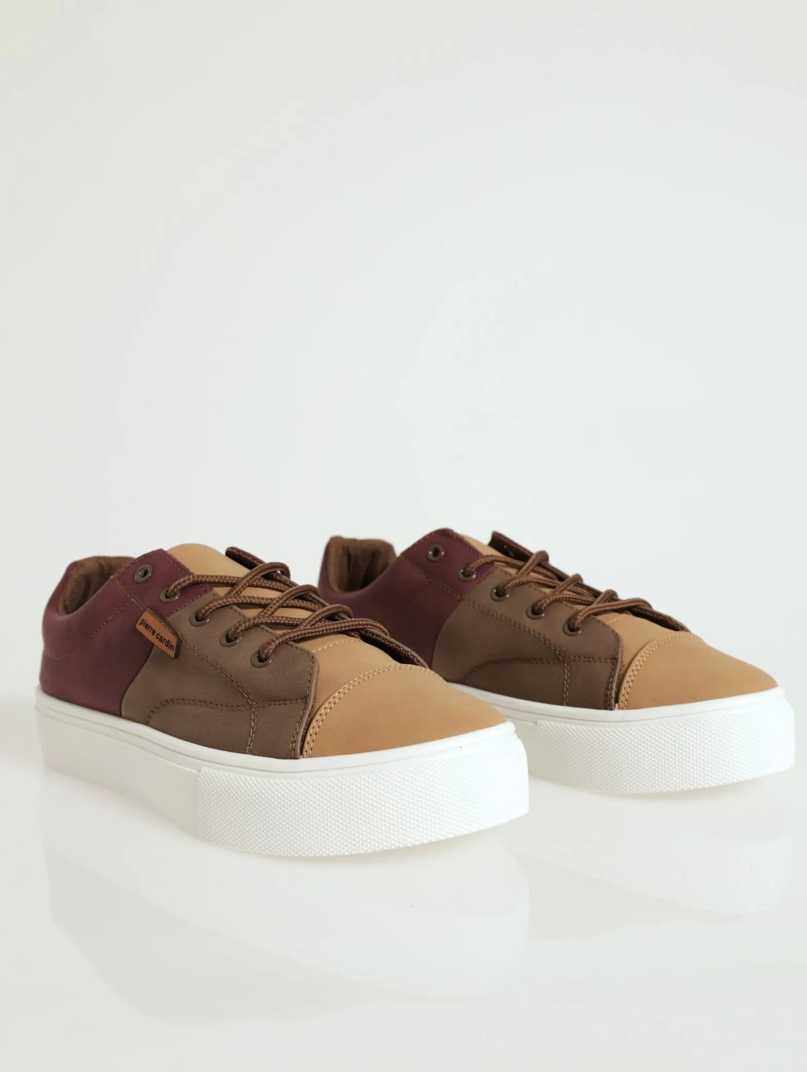 Panel Detail Platform Lace-Up Sneaker - Olive