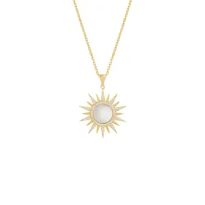 Pave Mother Of Pearl Spiked Pendant Necklace