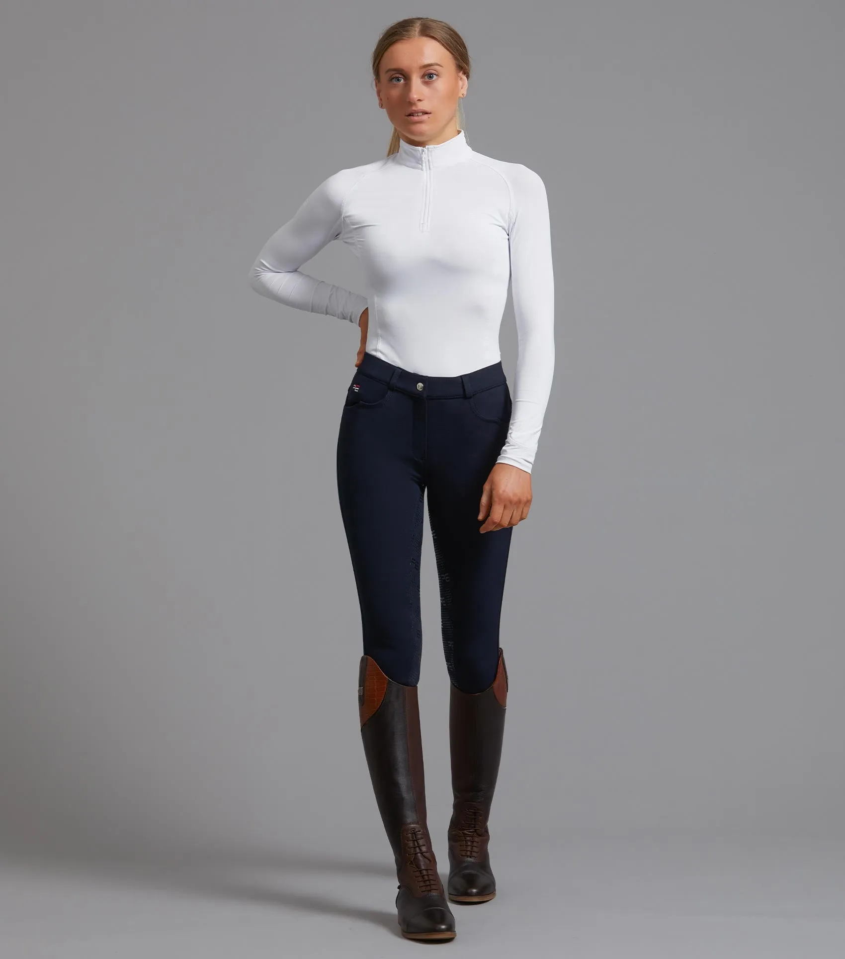 PEI Cassa Ladies Full Seat Gel Riding Breeches - Navy
