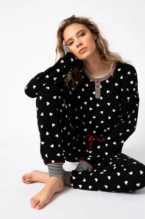 PJ Salvage Tiny Hearts Waffle Thermal Ski Jammie PJ Set