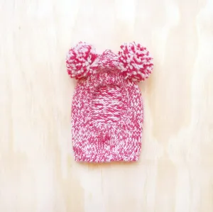 Pom Pom Sweater Hood -  Marled Cherry Pink