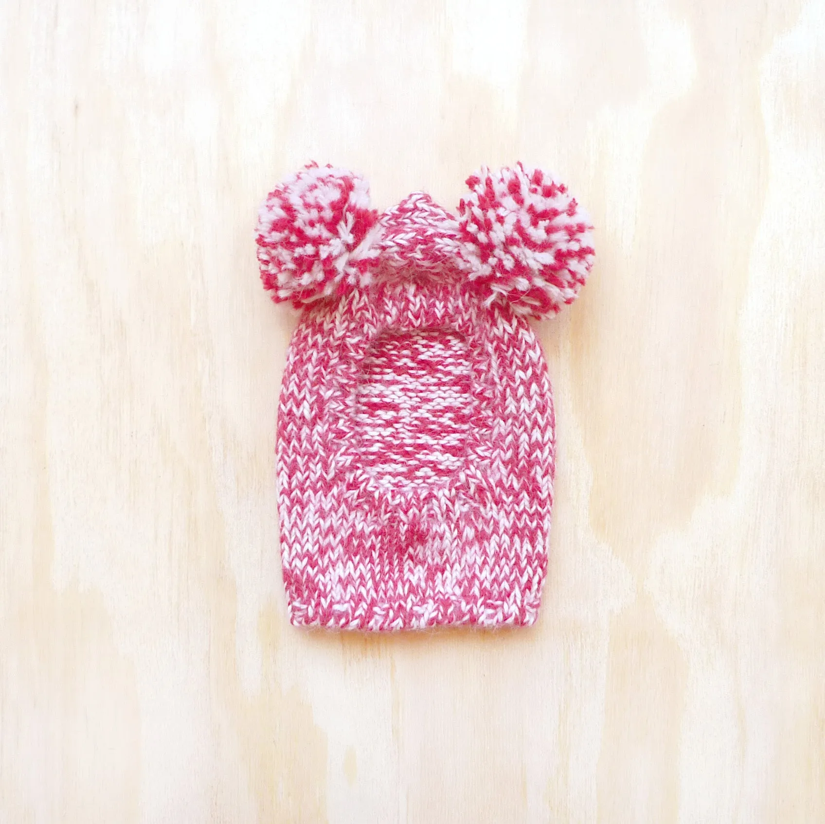 Pom Pom Sweater Hood -  Marled Cherry Pink