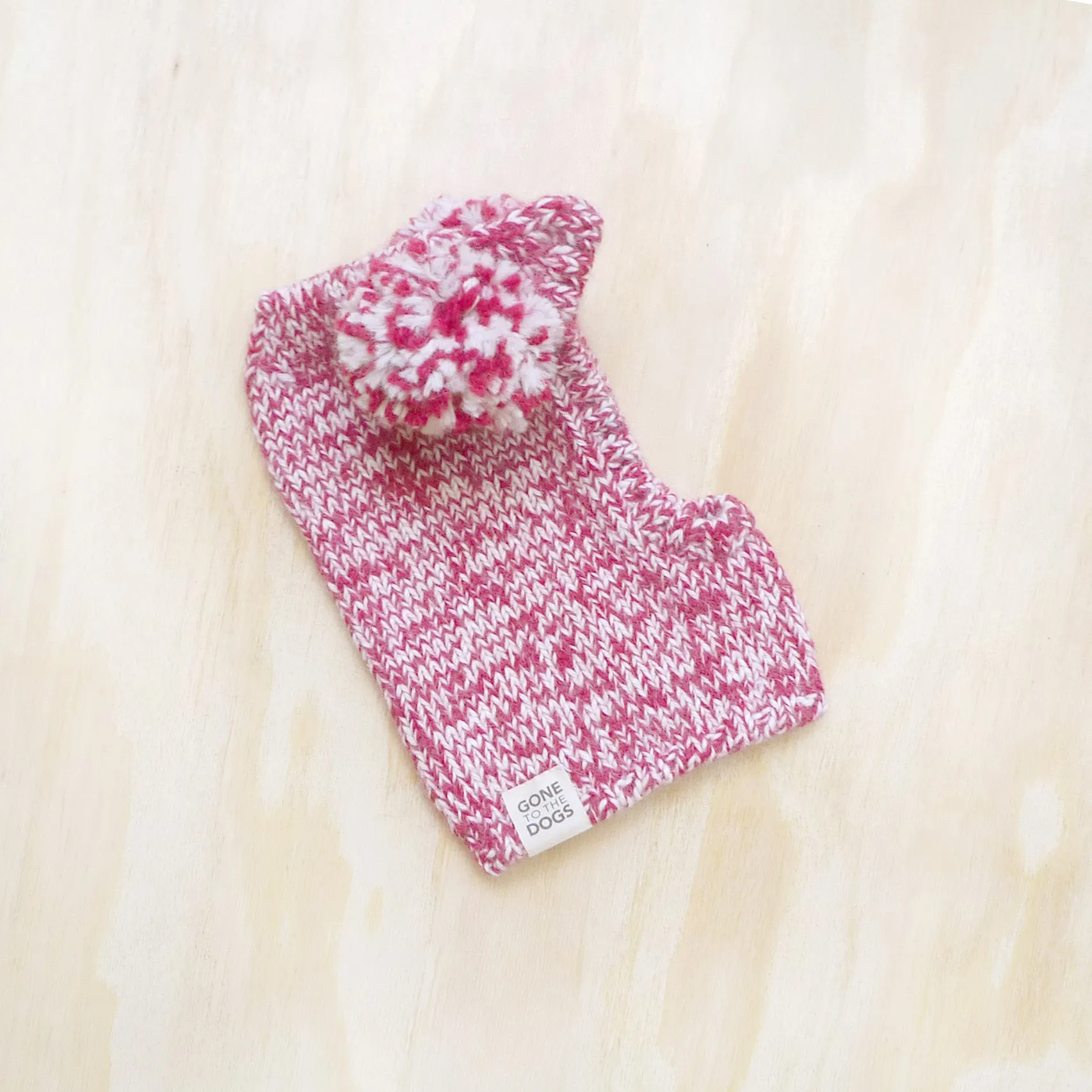 Pom Pom Sweater Hood -  Marled Cherry Pink