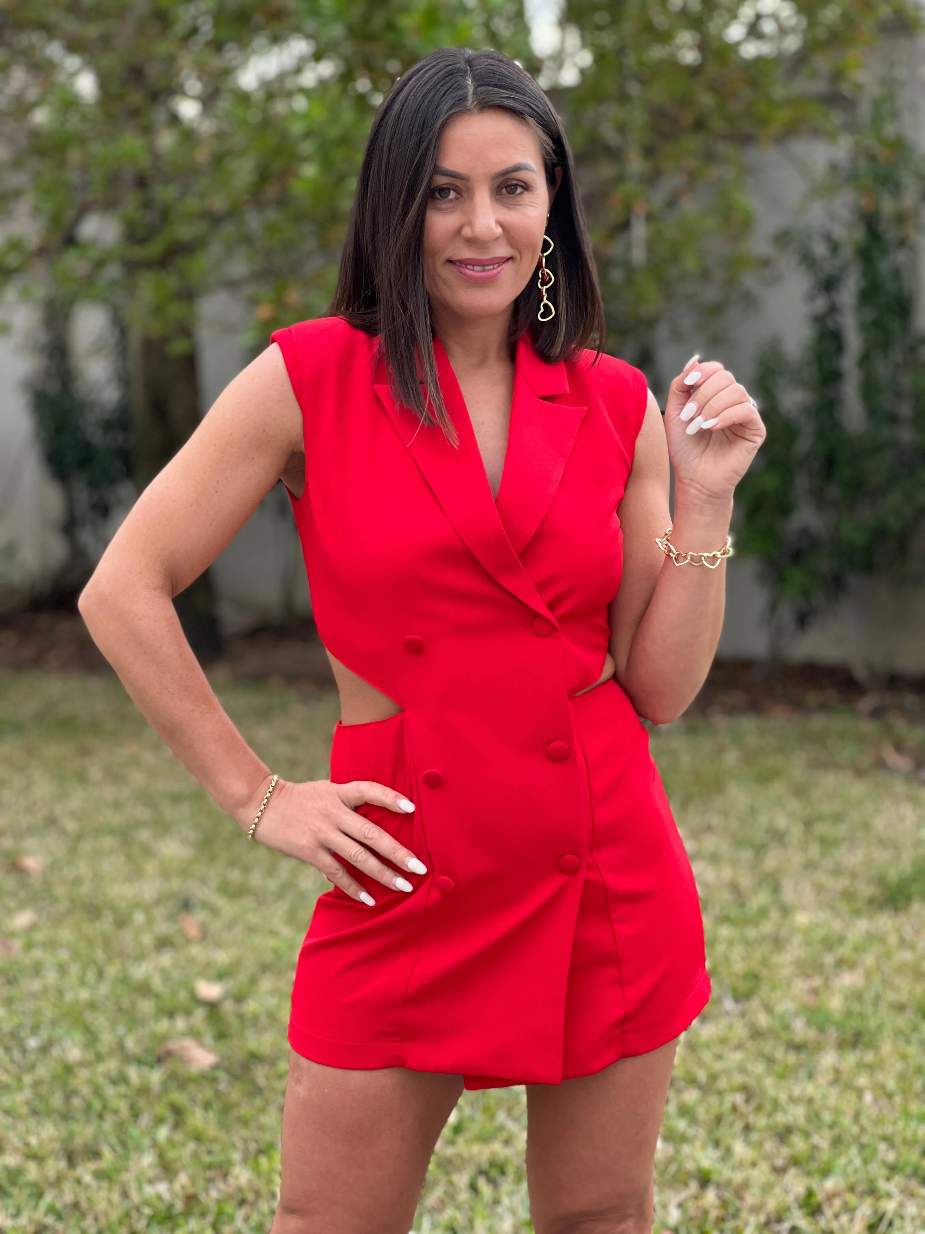 "Femi" Sleeveless Double Breasted Blazer Dress-