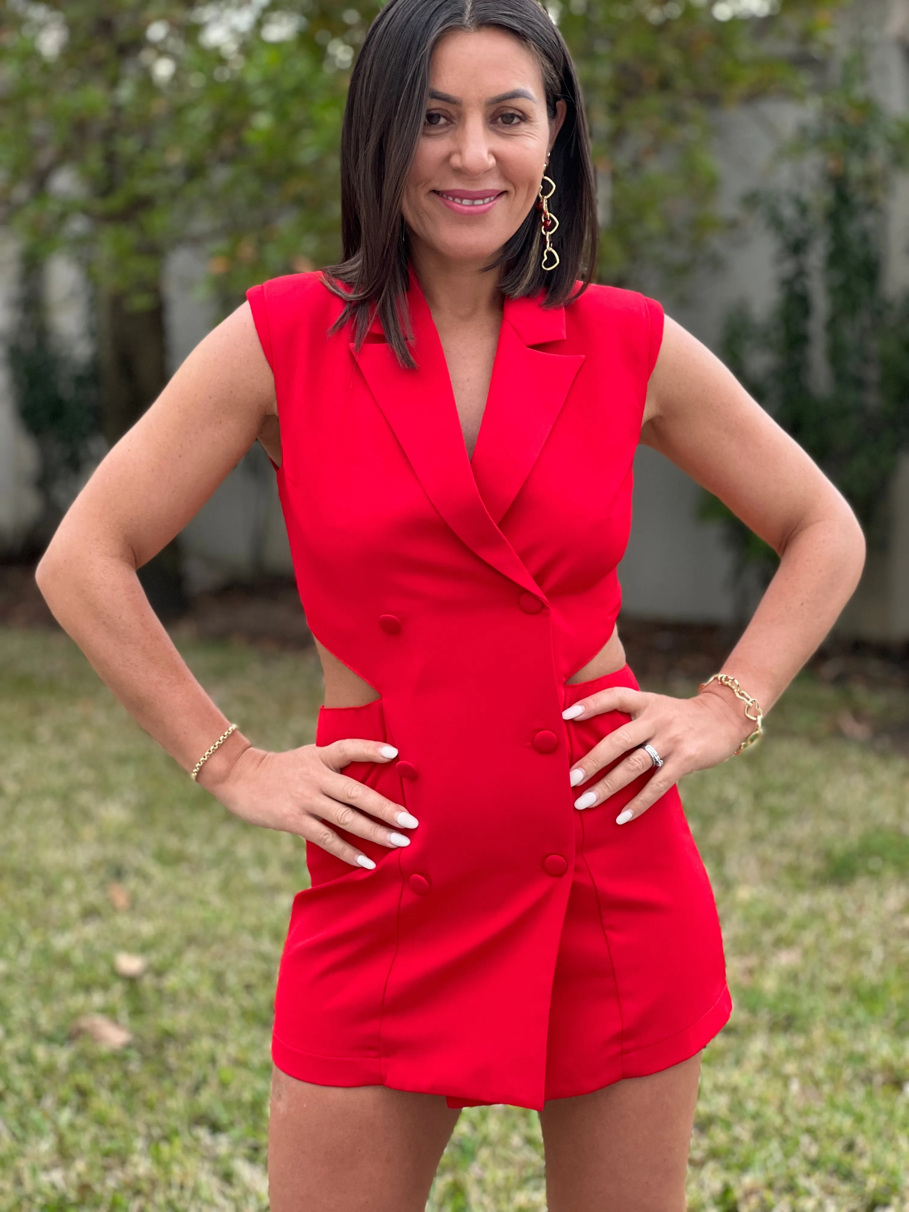 "Femi" Sleeveless Double Breasted Blazer Dress-