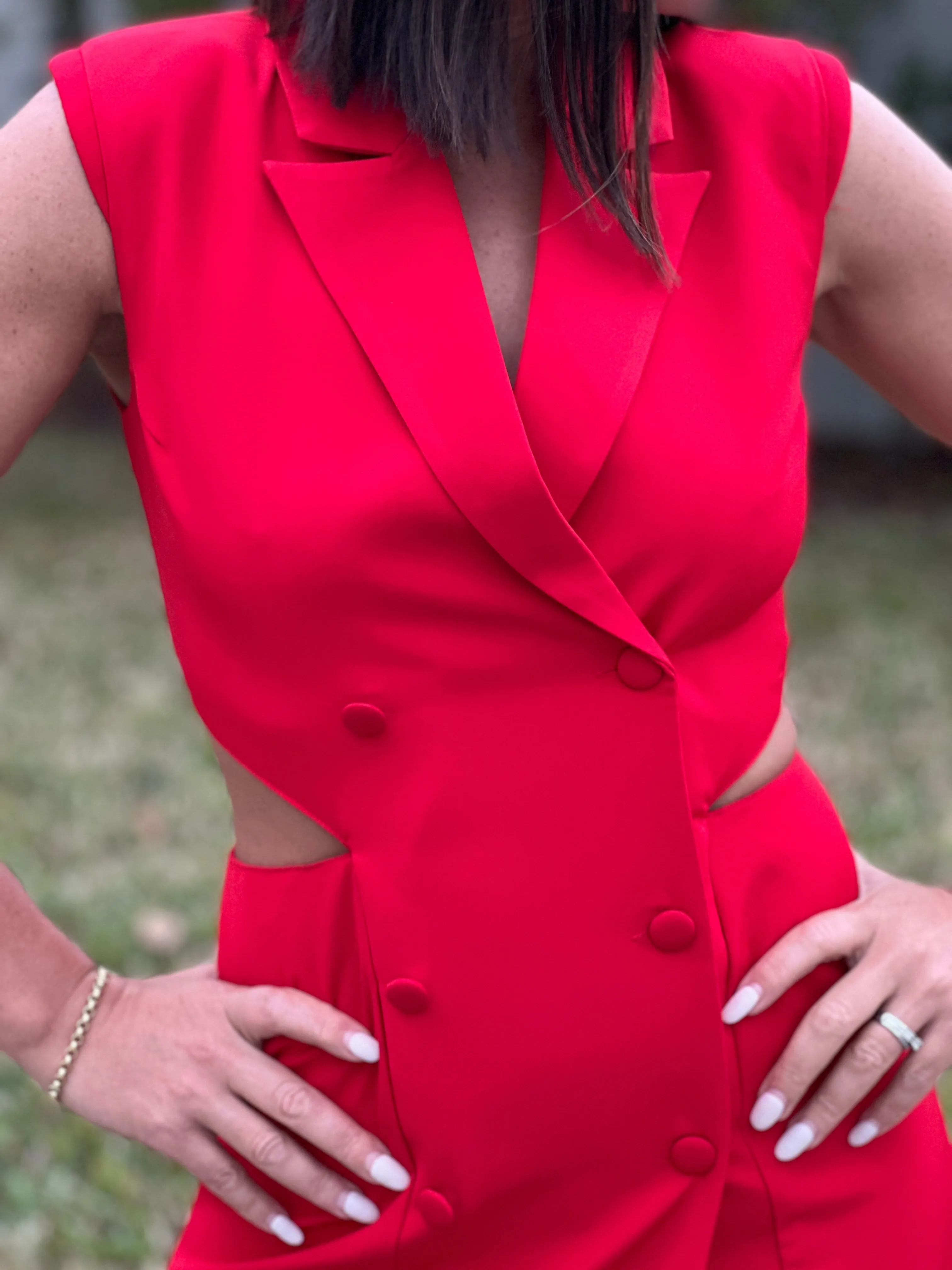"Femi" Sleeveless Double Breasted Blazer Dress-