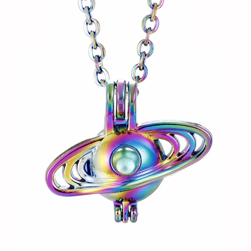 Rainbow Color Saturn Necklace