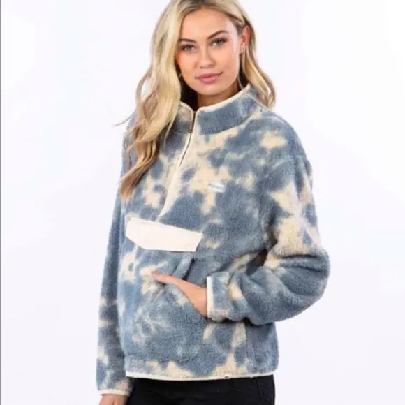 🔆RIP CURL🔆 DRIFTER TIE DYE POLAR FLEECE JACKET SWEATER
