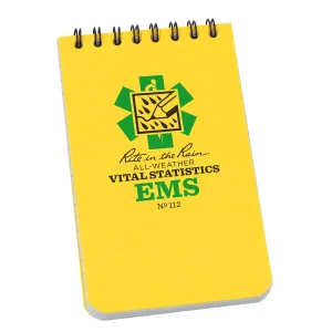 Rite in the Rain Top Spiral 3 x 5 Emergency Medical Services Polydura Notebook Vital Statistics Form/Notes Yellow