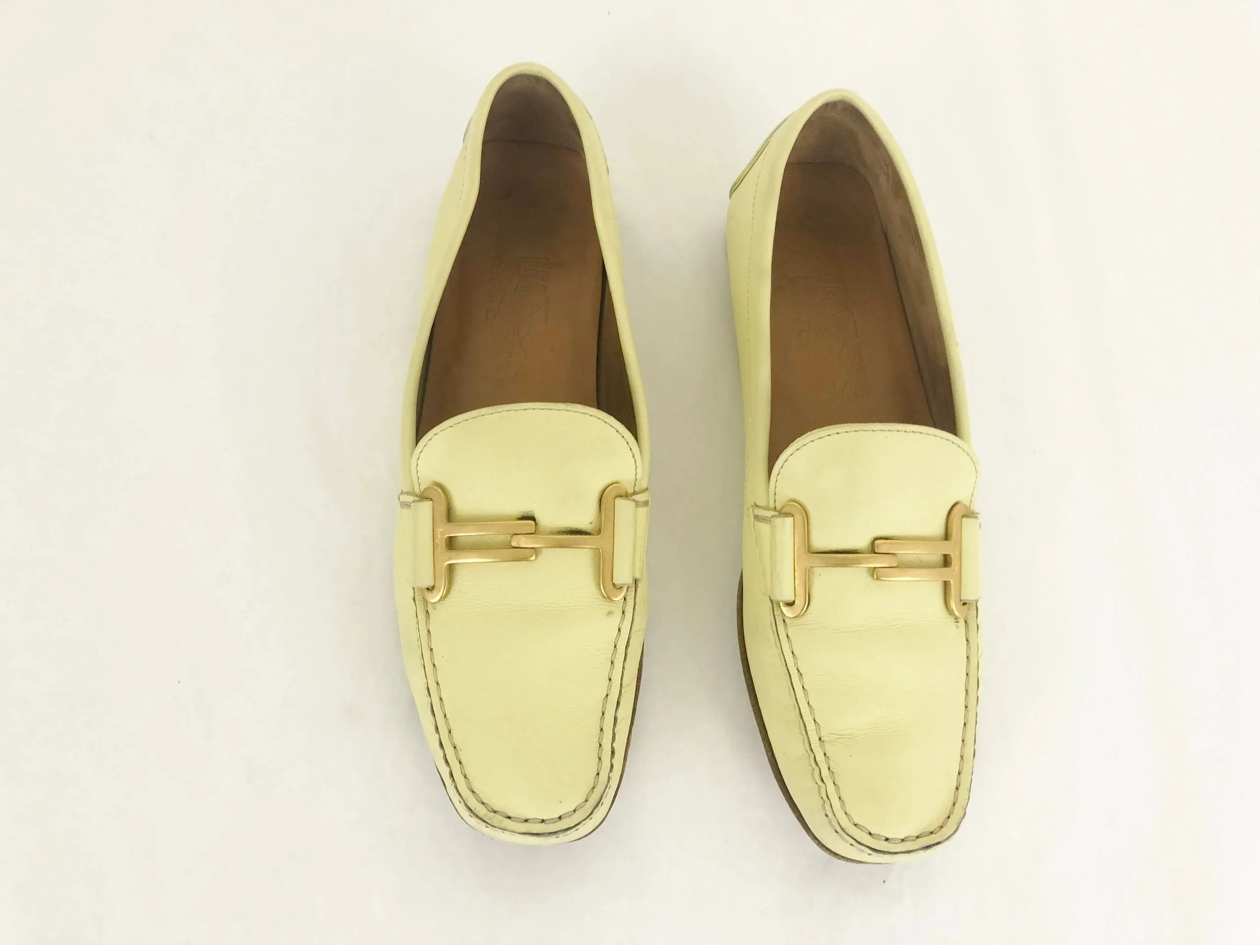 Salvatore Ferragamo Yellow Leather Loafer Size 38 It (8 Us)