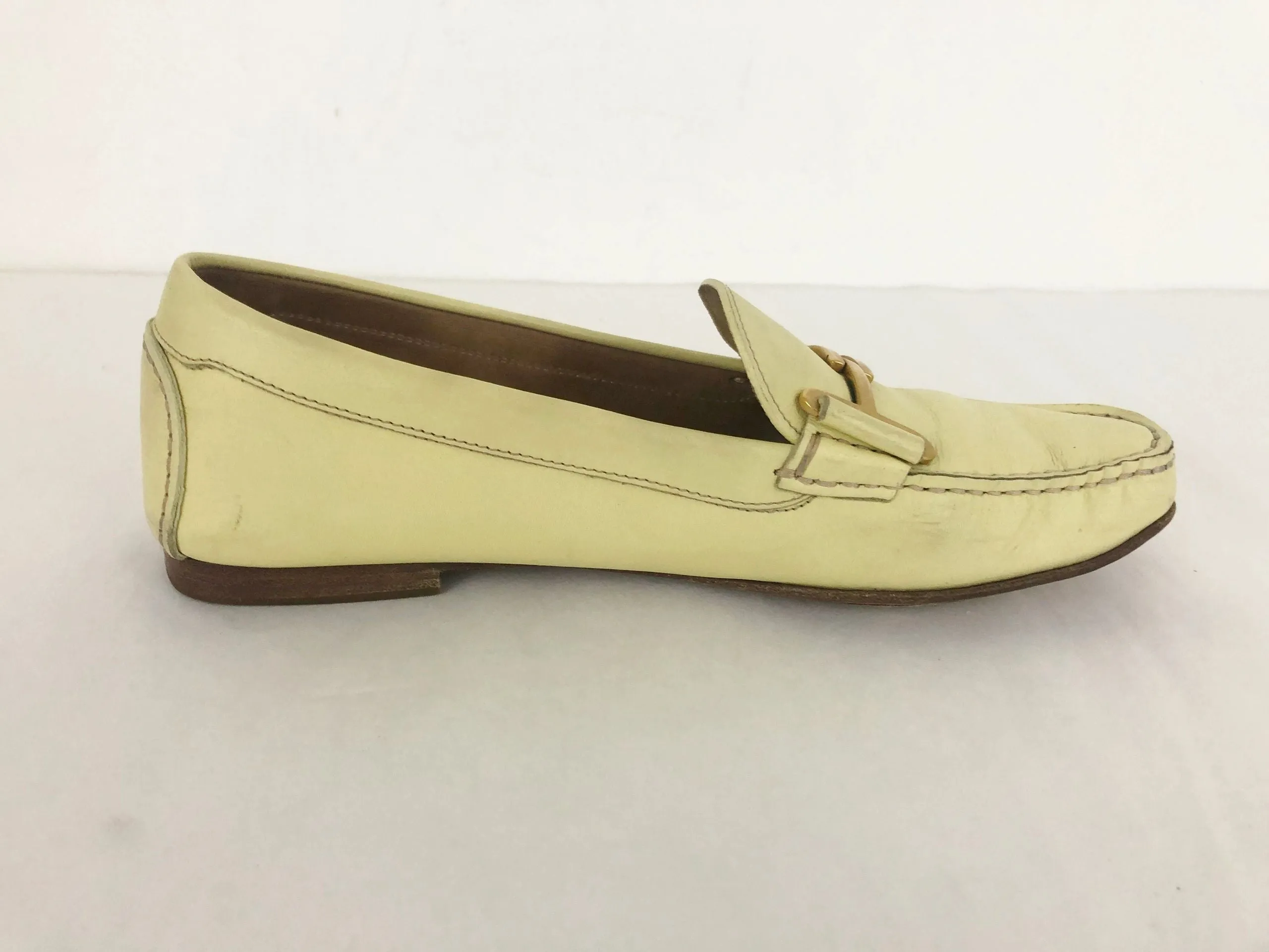 Salvatore Ferragamo Yellow Leather Loafer Size 38 It (8 Us)