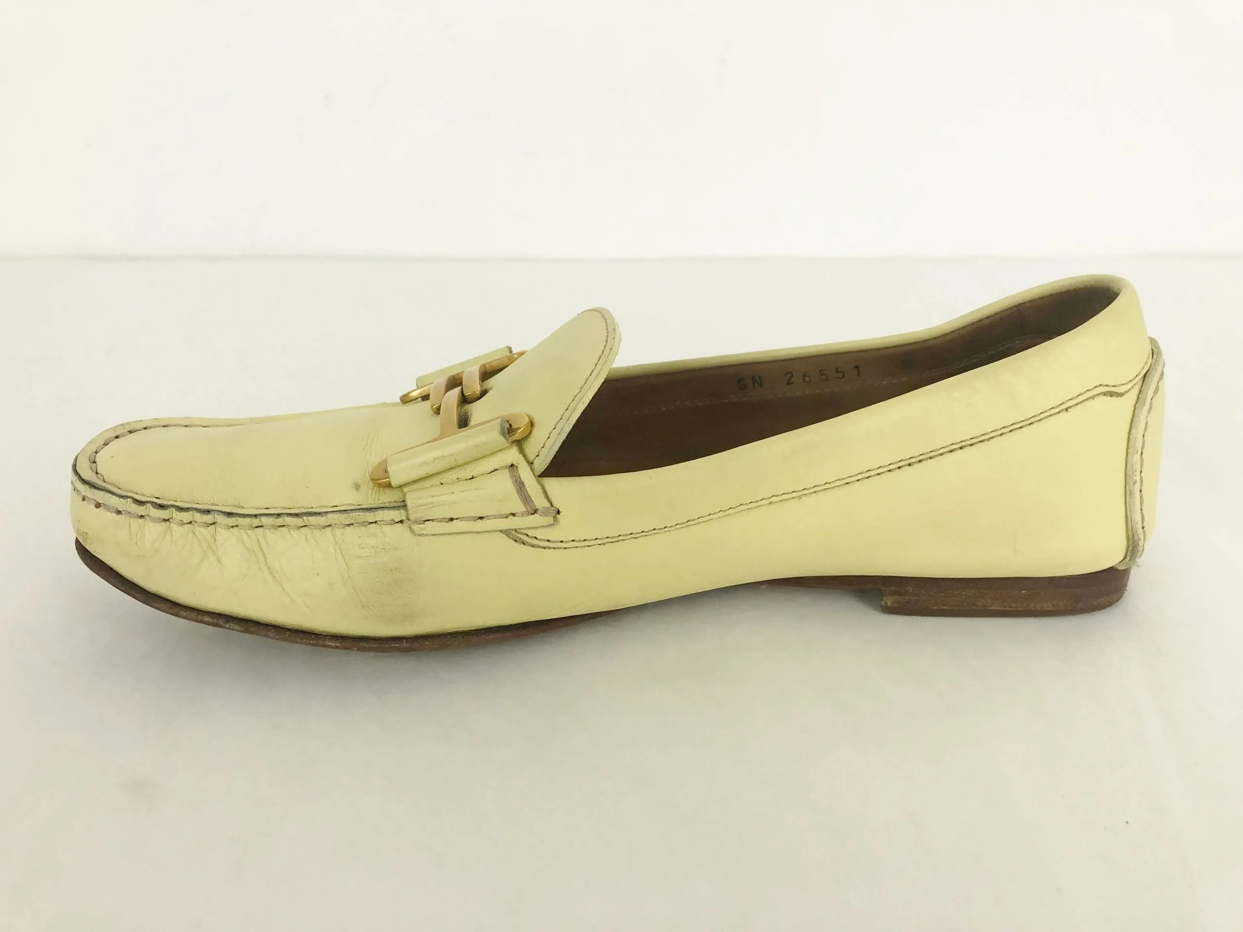 Salvatore Ferragamo Yellow Leather Loafer Size 38 It (8 Us)