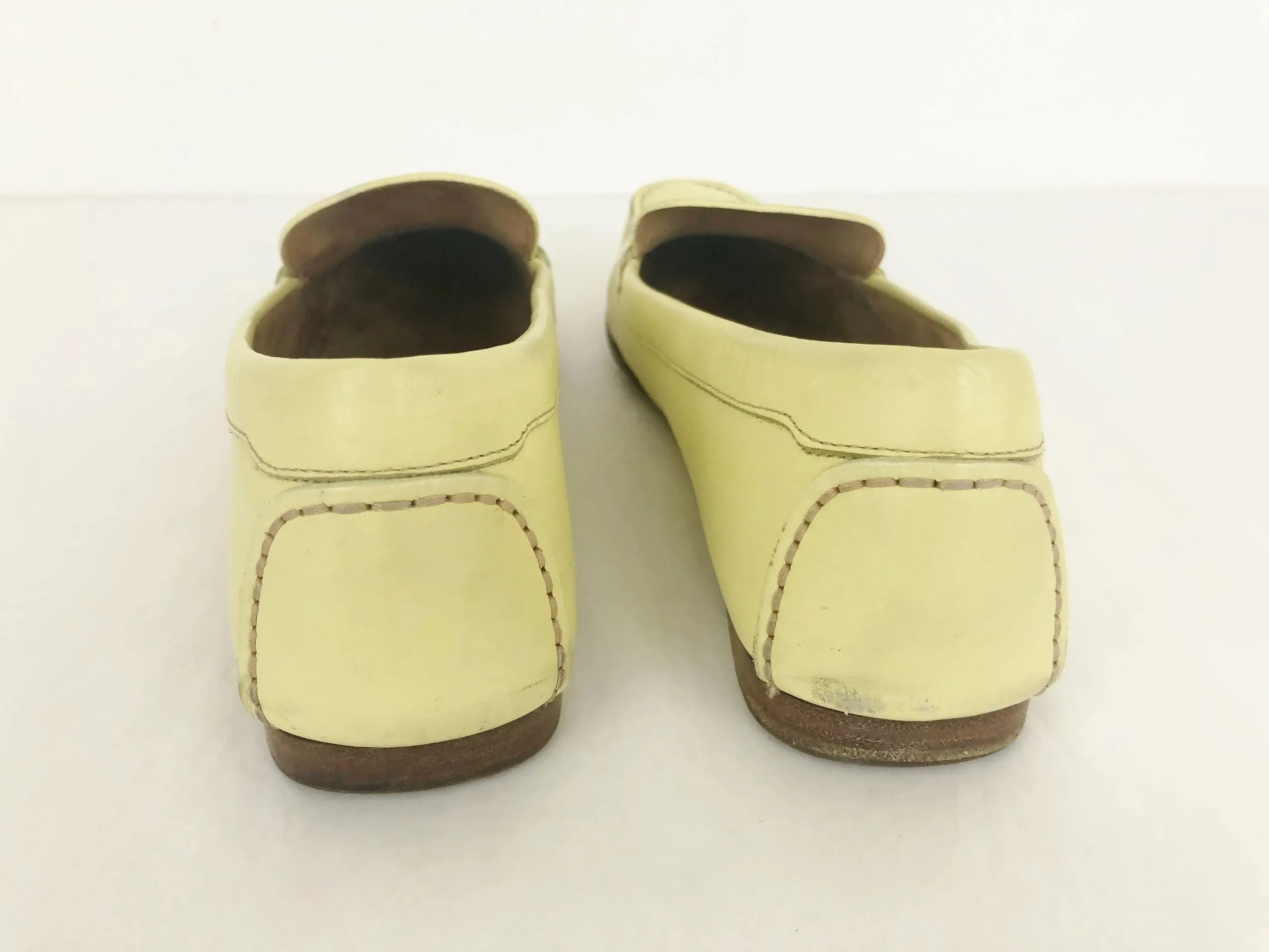 Salvatore Ferragamo Yellow Leather Loafer Size 38 It (8 Us)