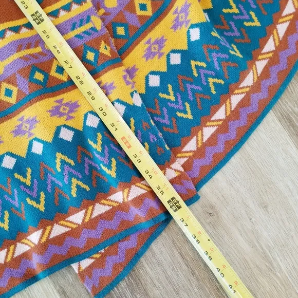 Savanna Jane The Bella Tarwin Aztec Open Front Southwestern Cardigan Sweater EUC