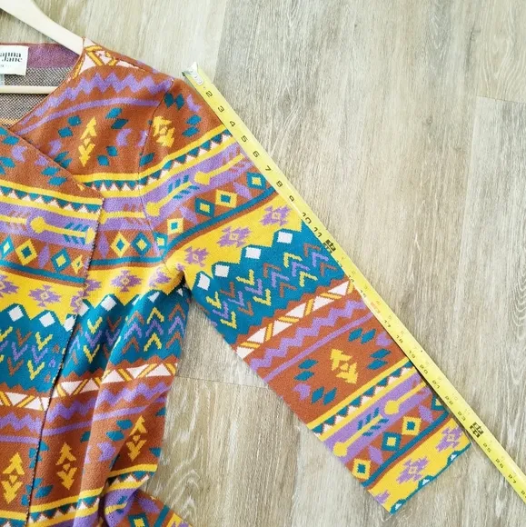 Savanna Jane The Bella Tarwin Aztec Open Front Southwestern Cardigan Sweater EUC