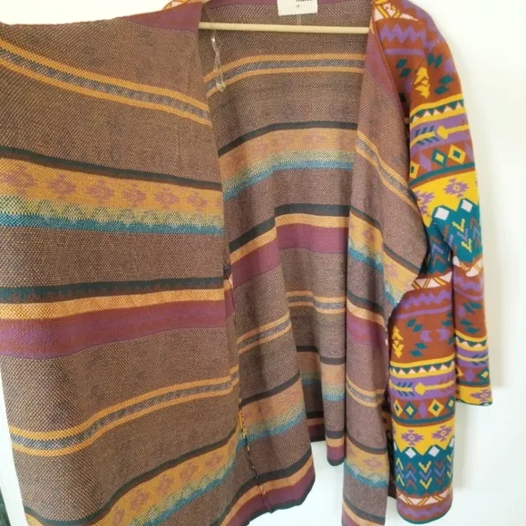 Savanna Jane The Bella Tarwin Aztec Open Front Southwestern Cardigan Sweater EUC