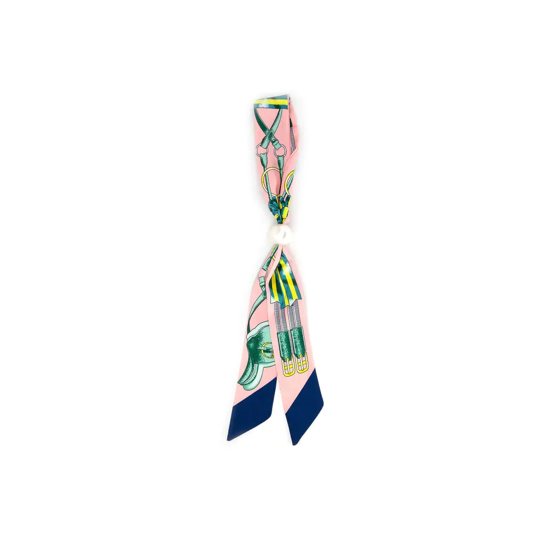 Silk Print Scarf with Pearl