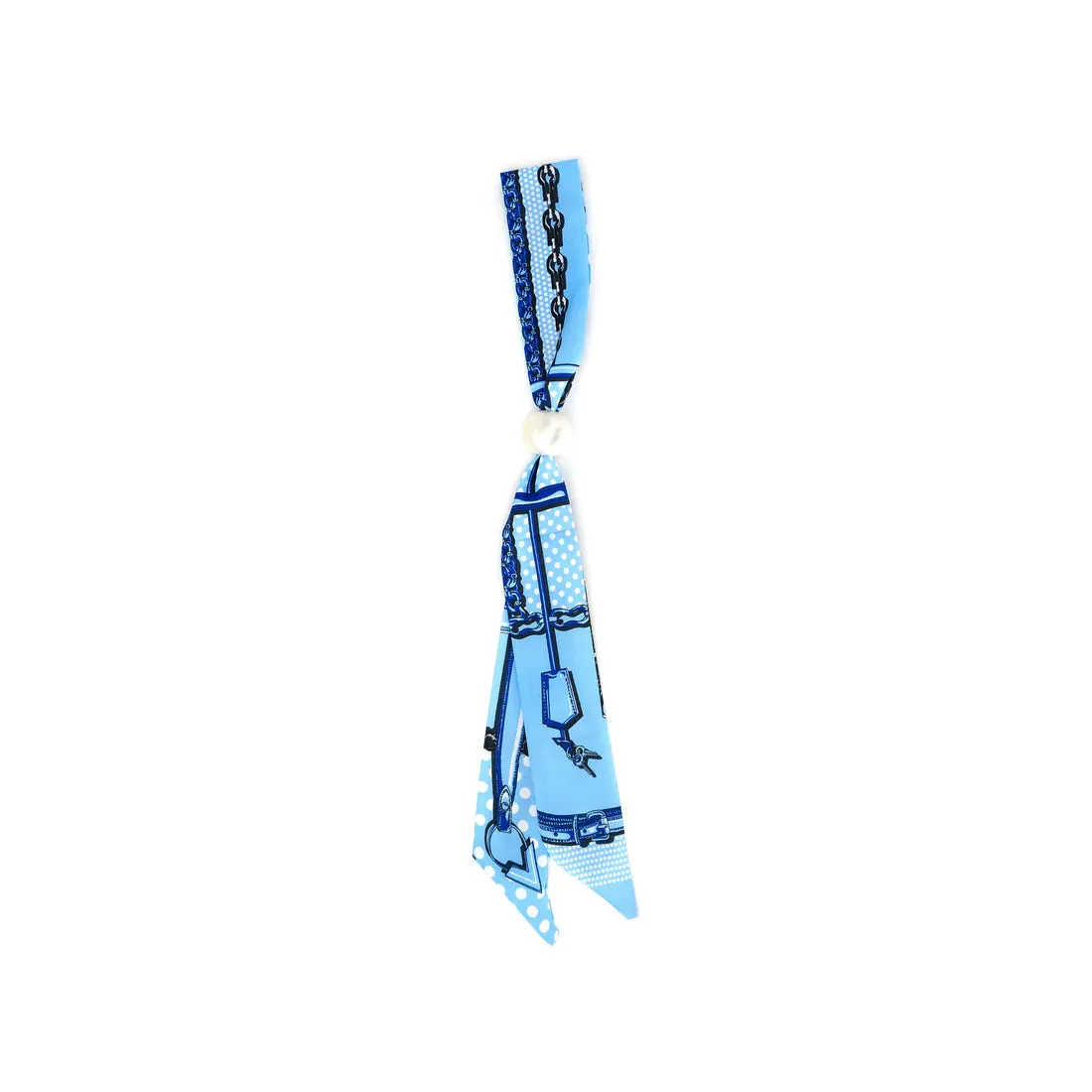 Silk Print Scarf with Pearl