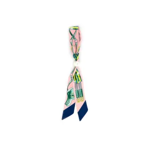Silk Print Scarf with Pearl