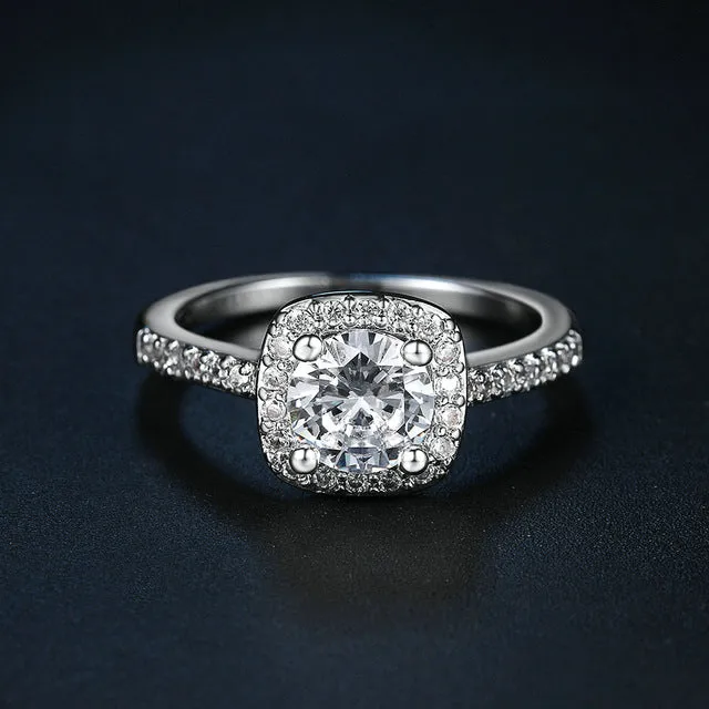 Silver Color Exquisite Bijoux Fashion Square Wedding & Engagement Ring Made With Cubic Zirconia Jewelry R531 R559 R560