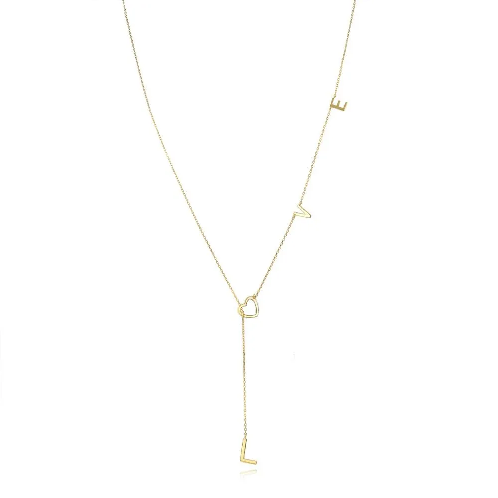 Silver Heart LOVE Alphabet Necklace