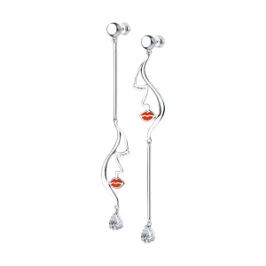 SOKOLOV - Original Silver Drop Earrings With Enamel And CZ
