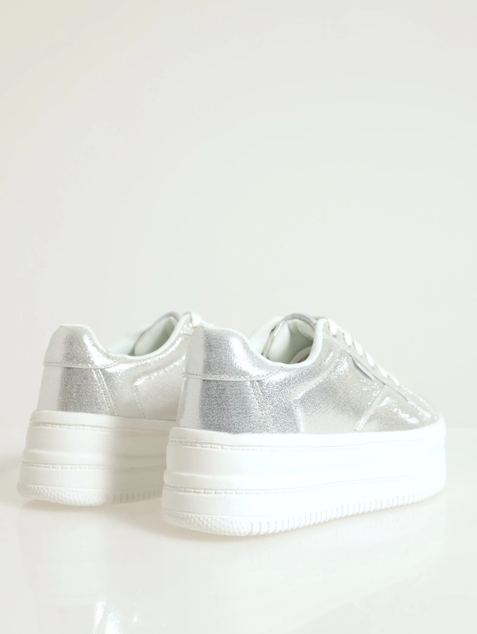 Stavi Stacked Platform Lace-Up Sneaker - Silver