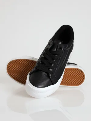 Stripped Platform Street Sneaker - Black