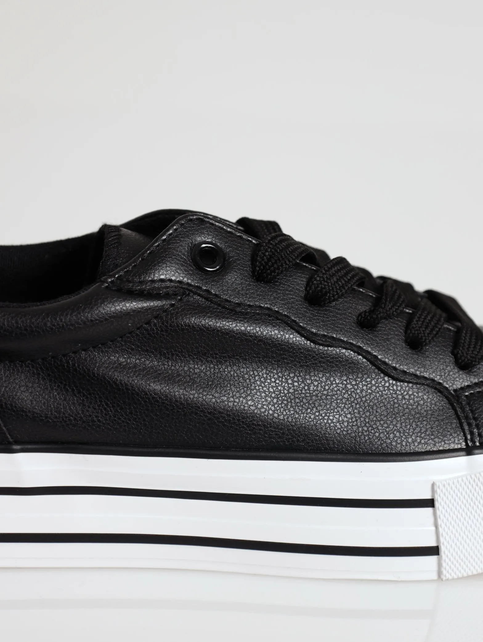 Stripped Platform Street Sneaker - Black