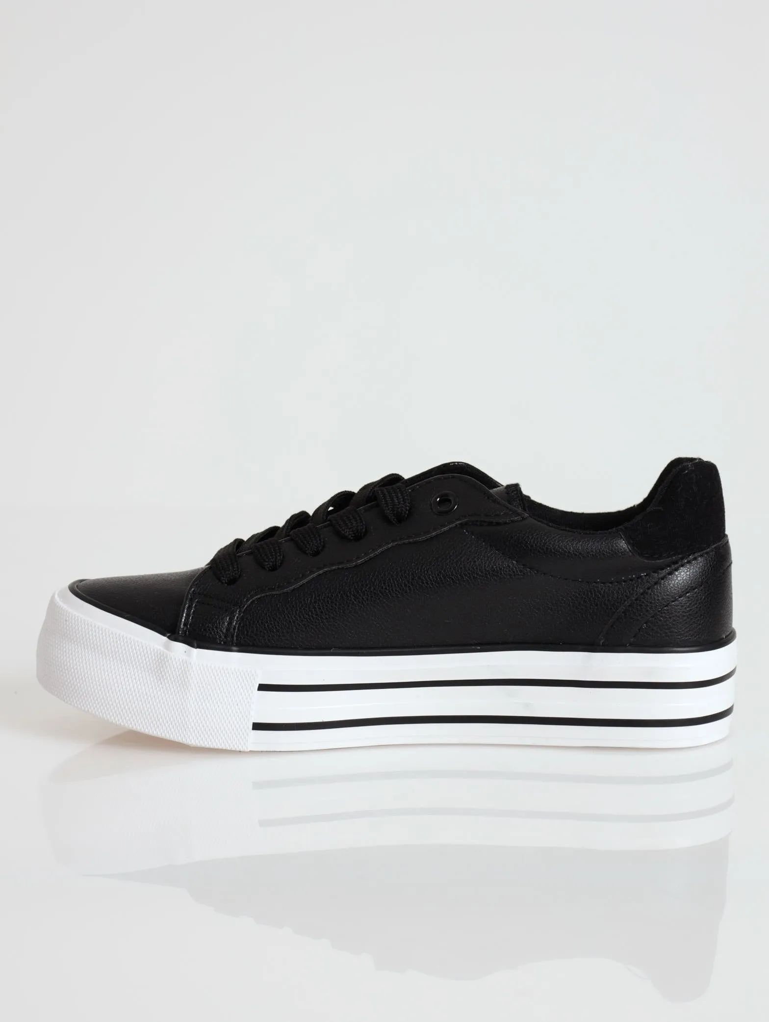 Stripped Platform Street Sneaker - Black