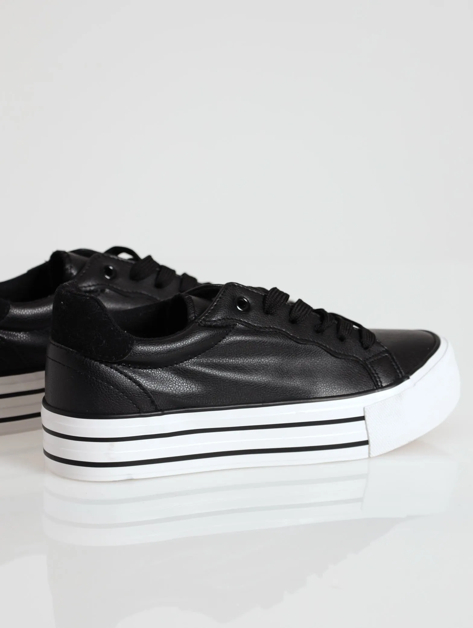 Stripped Platform Street Sneaker - Black