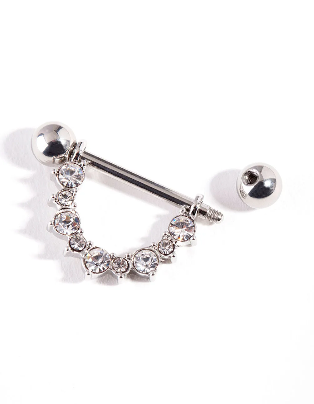 Surgical Steel Diamante Curve Nipple Bar