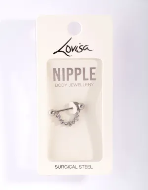 Surgical Steel Diamante Curve Nipple Bar