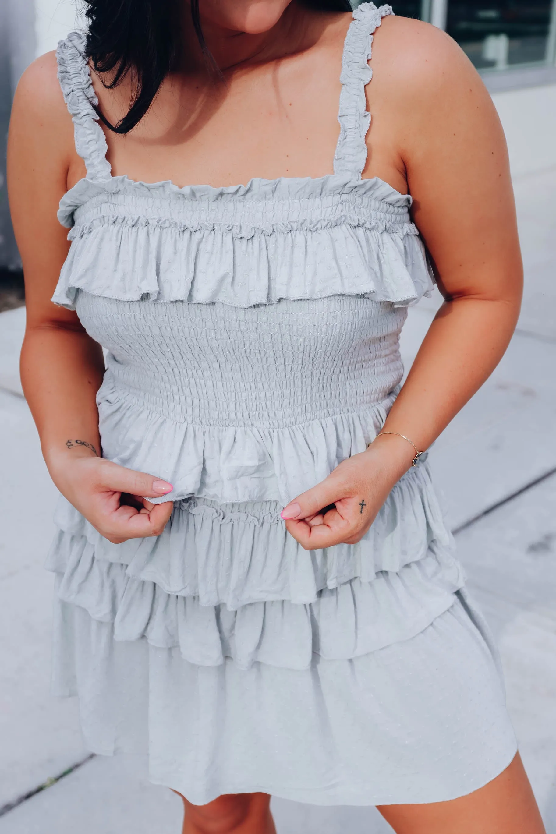 Swiss Dot Smocked Skirt Set