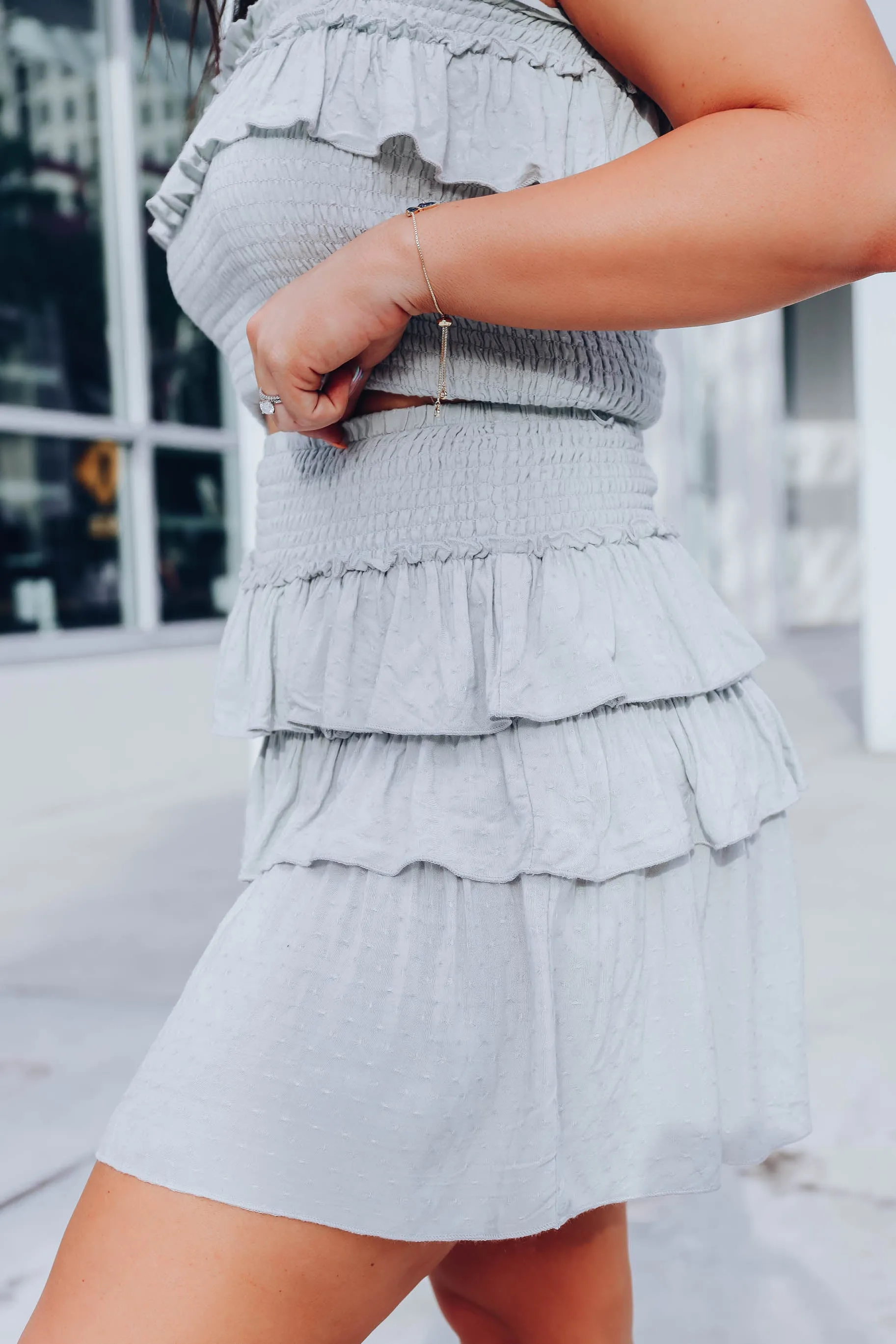 Swiss Dot Smocked Skirt Set