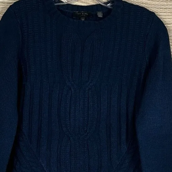 Ted Baker London Daisuma Cable Engineered Sweater In Navy Blue Size 2