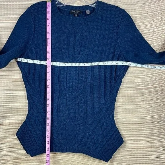 Ted Baker London Daisuma Cable Engineered Sweater In Navy Blue Size 2