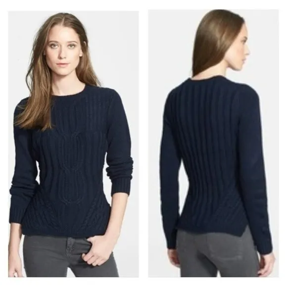 Ted Baker London Daisuma Cable Engineered Sweater In Navy Blue Size 2